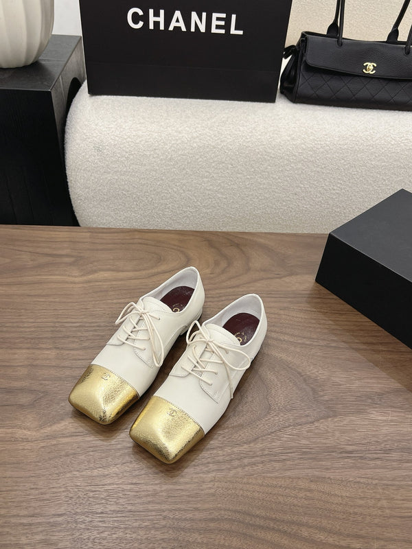 CC 26s Loafer 2cm Gold White Leather 910473