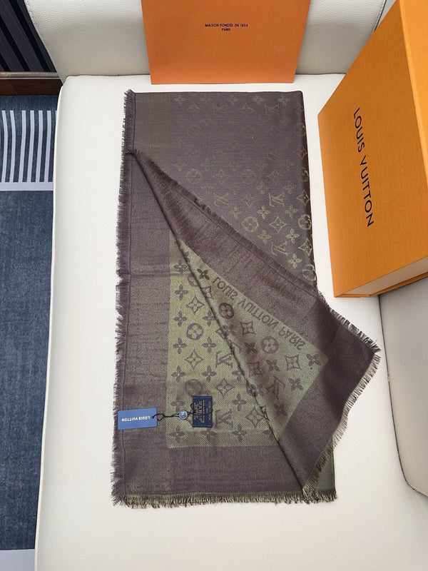 LV 25 Scarf 140CM Brown Silk 293291