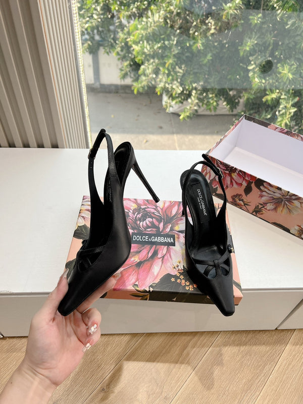 DC 25 Satin Slingbacks Black Cowhide & Sheepskin 962754