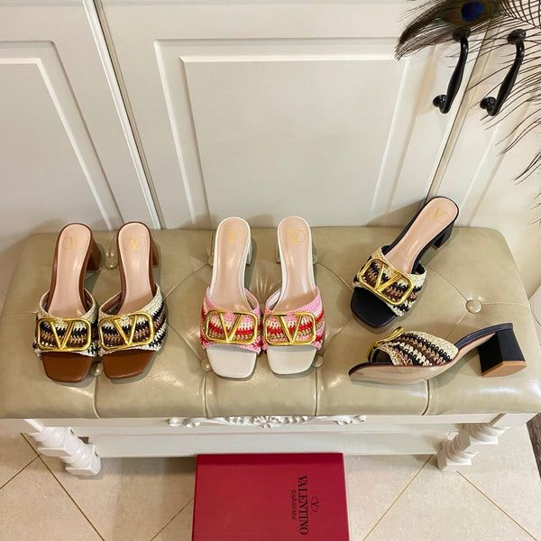 Vlogo Signature Slide Sandal 60mm With Crochet Embroidery