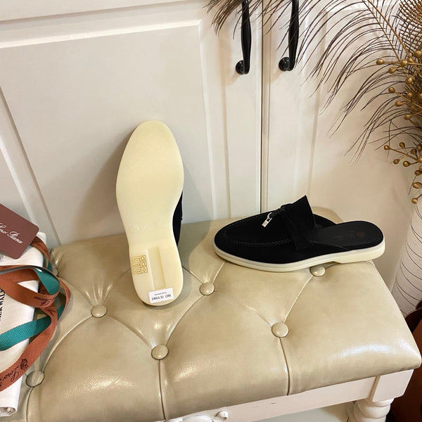 LP 26s Lock Charm Mules In Black Suede