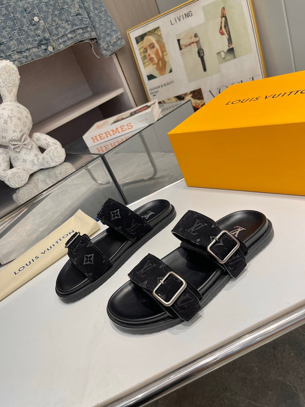 LV Venice Mule Black Suede Sheepskin 626702