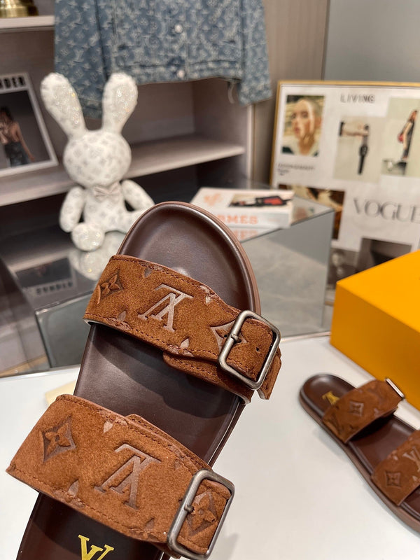 LV Venice Mule Dark Brown Suede Sheepskin 626703