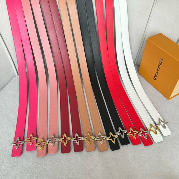 LV MINI FLOWERGRAM 30MM REVERSIBLE BELT IN BRIGHT PINK CALFSKIN GOLD HARDWARE