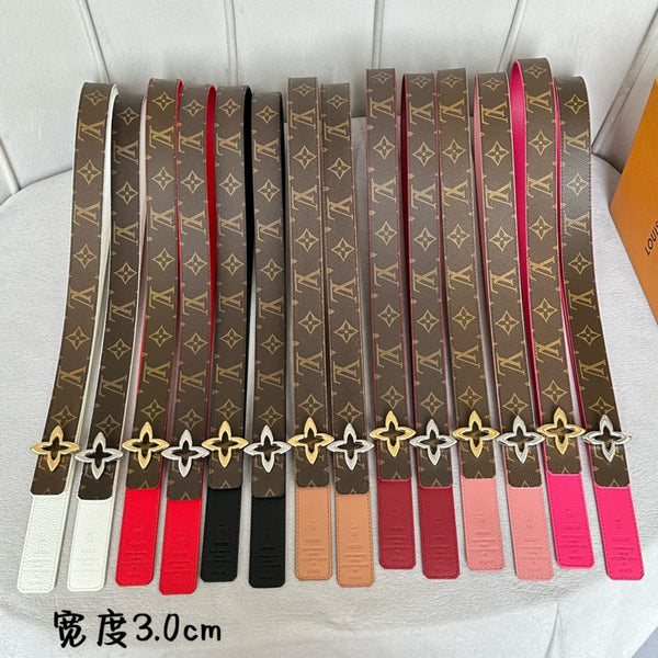 LV MINI FLOWERGRAM 30MM REVERSIBLE BELT IN BRIGHT PINK CALFSKIN SILVER HARDWARE