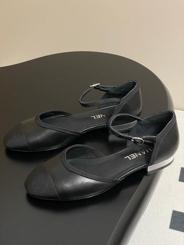 CC 25P Small Hollow Mary Jane Black Sheepskin Grosgrain 247725