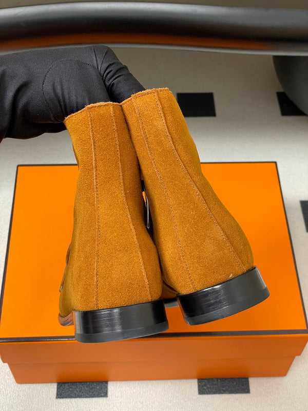HM Short Boots 25mm Kelly Buckle Rich Burnt Orange Suede