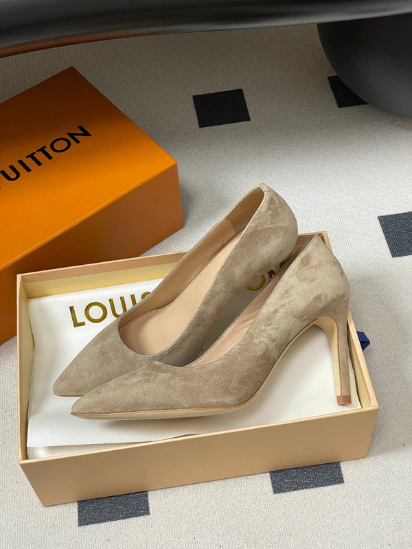LV GALA High Heels Flats Series 85mm Beige Suede 534539