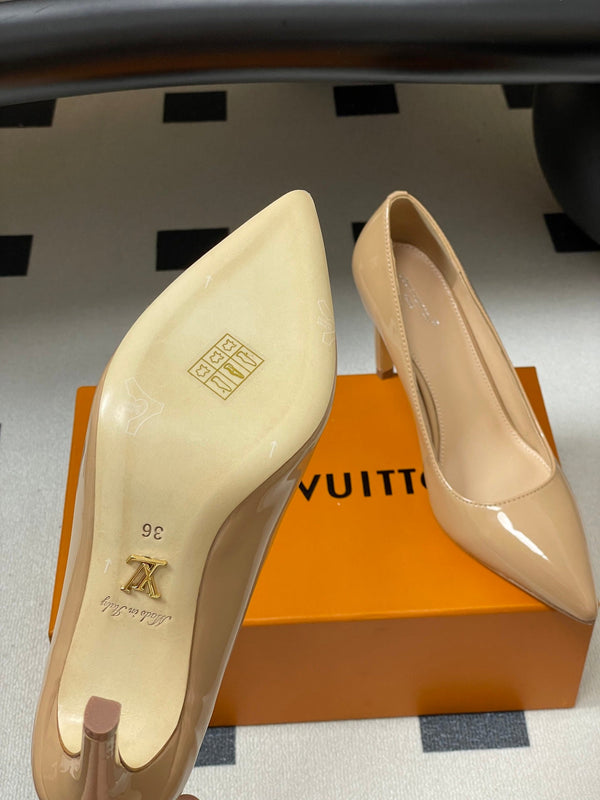 LV GALA High Heels Series Shoes 85mm Patent Leather Beige534541