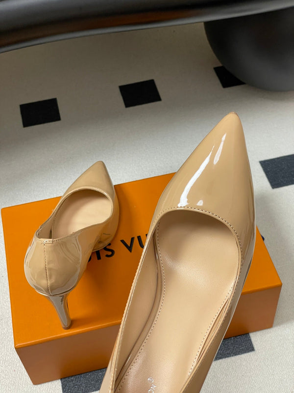LV GALA High Heels Series Shoes 85mm Patent Leather Beige534541