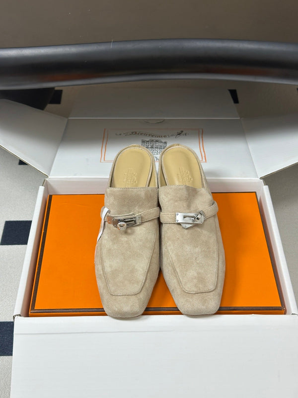 HM Blossom Mule 65mm Khaki Suede 902904