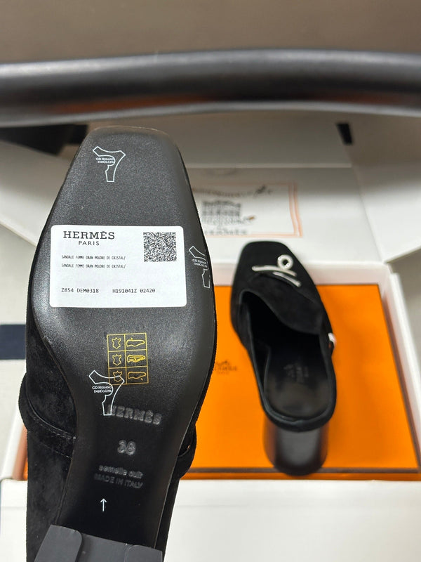 HM Blossom Mule 65mm Black Suede 902906