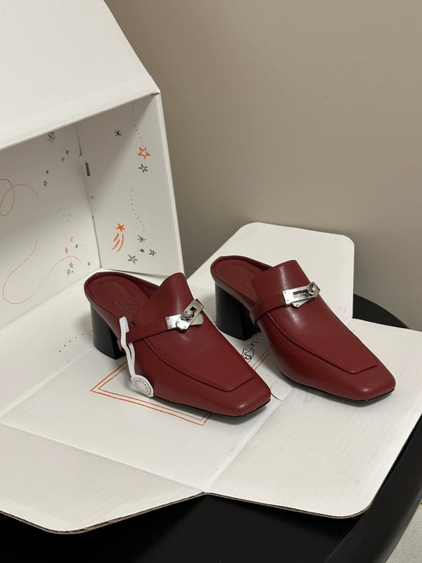 HM Blossom Mule 65mm Burgundy Sheepskin 902907