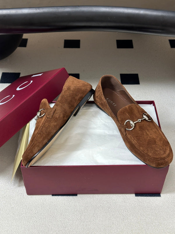 GG 26s Horsebit Loafers Flat Brown Suede 952563