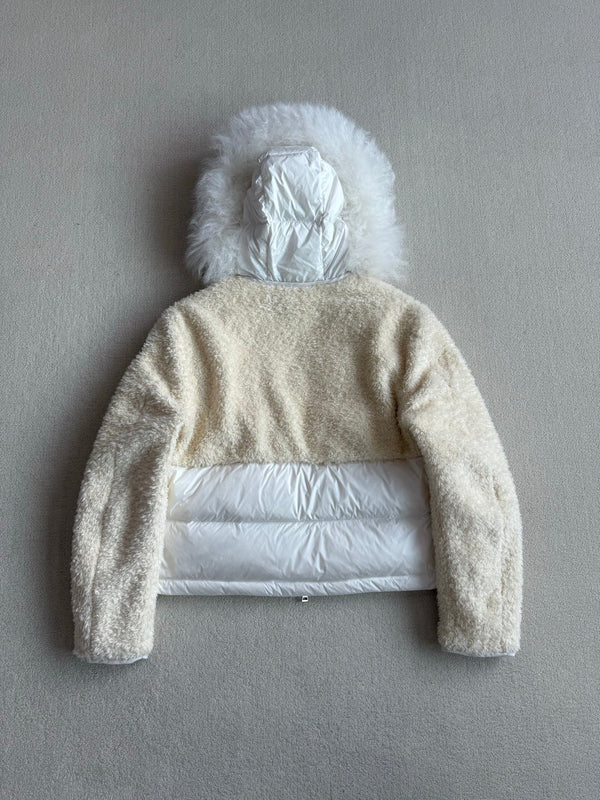 Moncler 2025 Marne Combo Puffer Jacket Cream White Wool Down