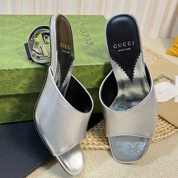 GG Women's Heeled Sandals Silver