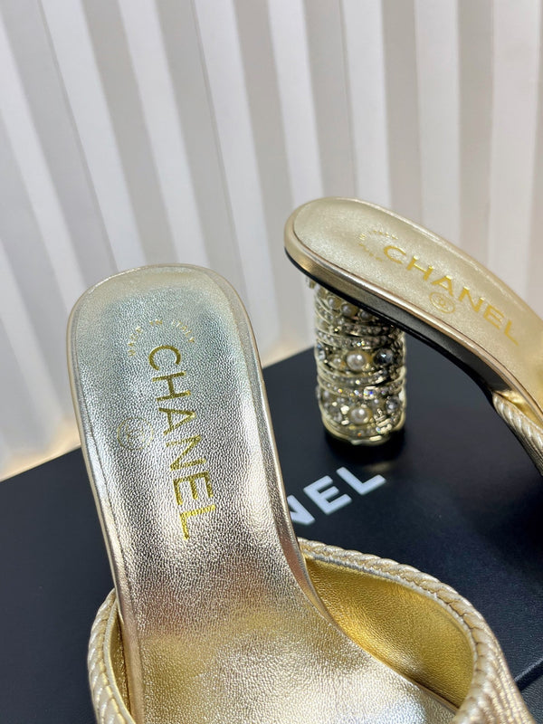 CC 26P Mule Sandals 8cm Gold Leather 767855