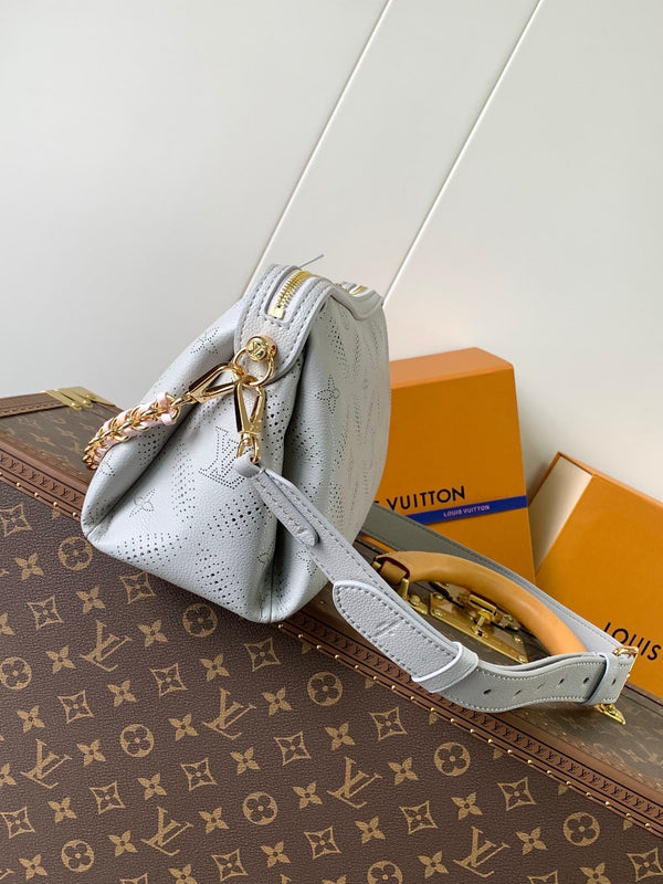LV M13157 Hand It All PM Light Grey Perforated Mahina Calfskin