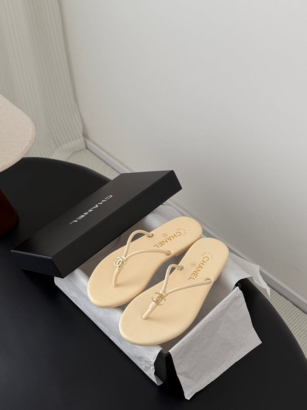 CC 2026 Thong Sandal Beige Calfskin 675905