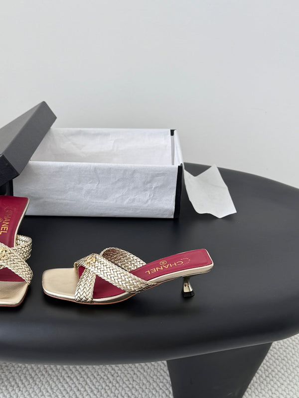 CC 26s Cross Slippers Gold Lambskin 914972