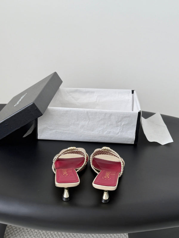 CC 26s Cross Slippers Gold Lambskin 914972