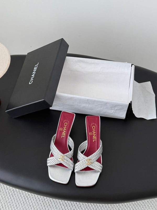 CC 26s Cross Slippers Sliver Lambskin 914974