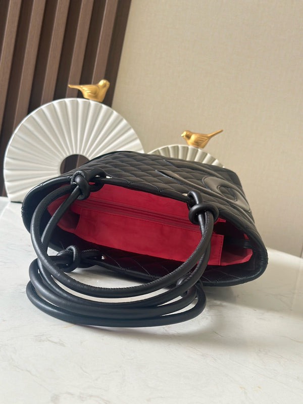 CC 25s Cambon Ligne Tote Bag 24cm In Black Calfskin