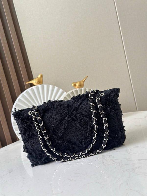 CC Nature Flap Bag 27cm Black Tweed 286333