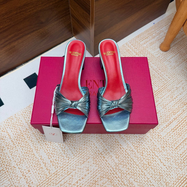 VLTN 26s Annet Mules 6.5cm Blue Woven Leather 974325