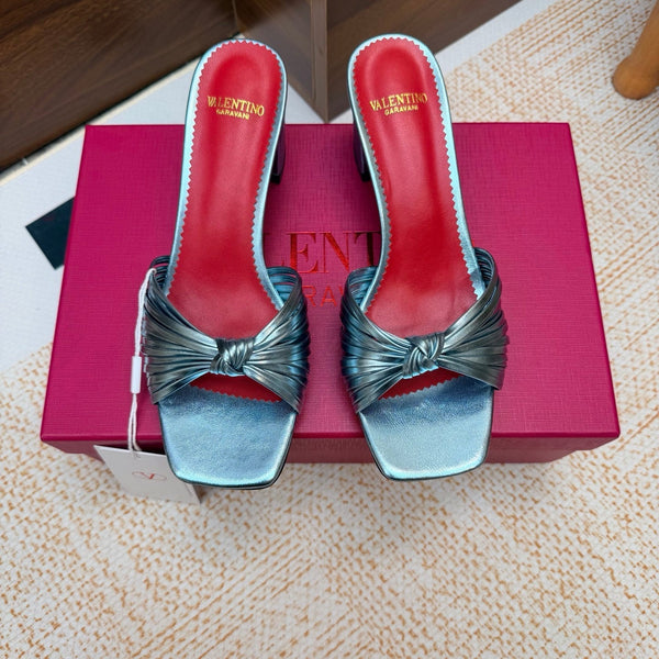 VLTN 26s Annet Mules 6.5cm Blue Woven Leather 974325