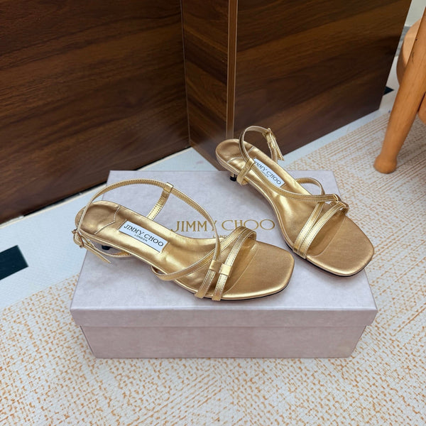 JC 26s Cleo Mule 45 Sandals 4cm Gold Metallic Leather 974194