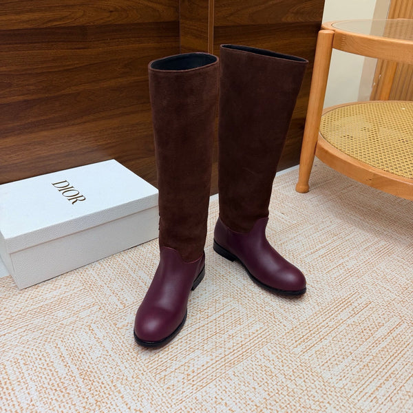 CD 26s Riding Boots Burgundy Suede Leather 973975