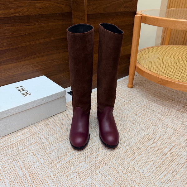 CD 26s Riding Boots Burgundy Suede Leather 973975