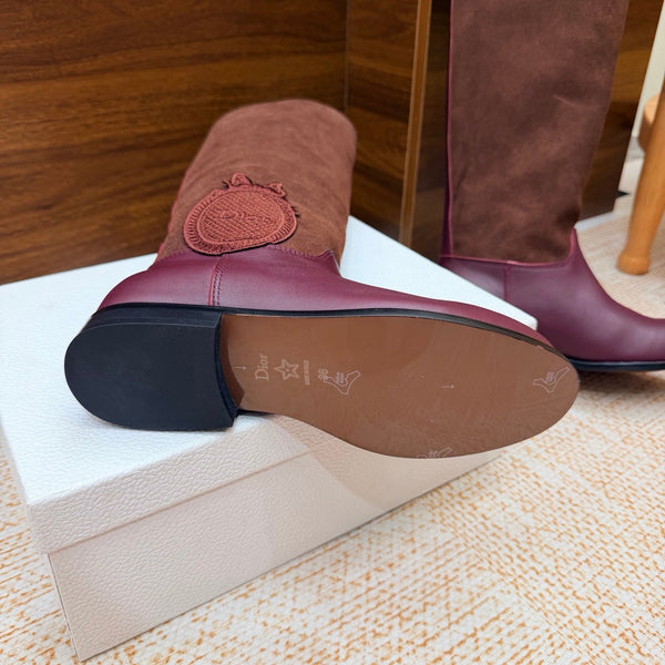 CD 26s Riding Boots Burgundy Suede Leather 973975