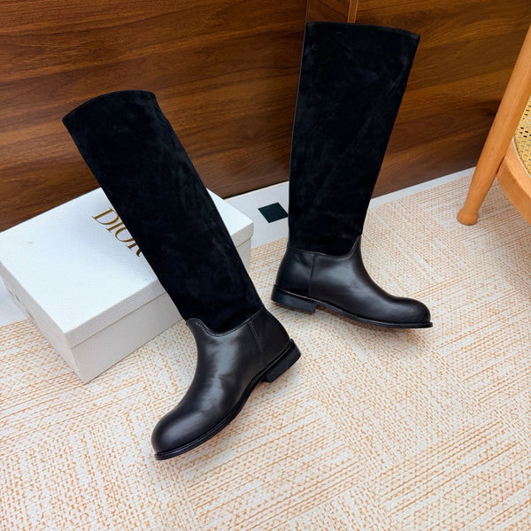 CD 26s Riding Boots Black Suede Leather 973976