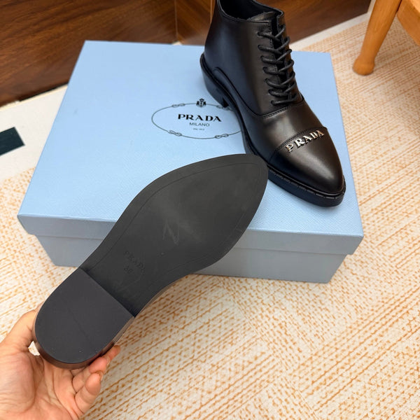 Prad 26s Pointed-Toe Derby Shoes Black Leather 974554
