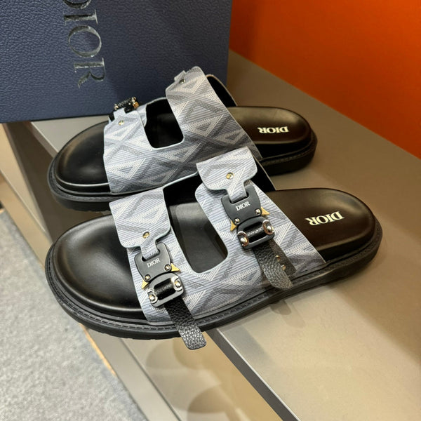 CD DOUBLE H-TOWN SANDAL PALE GRAY CALFSKIN