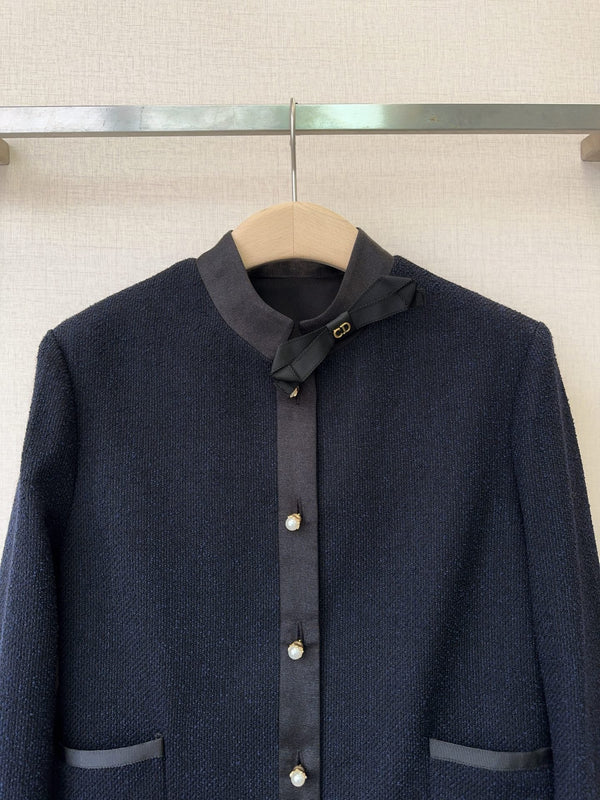 CD 26s Cropped Jacket Navy Blue Wool 413218