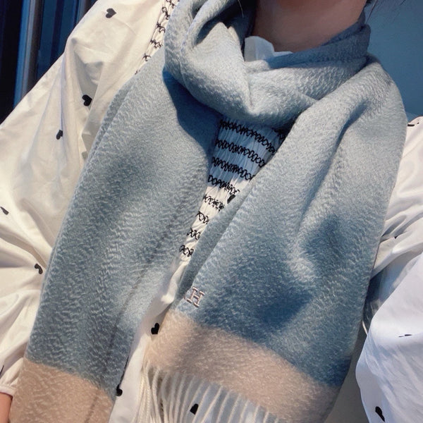 Scarf 180 CM In Grey Blue Mix Beige Cashmere 398204