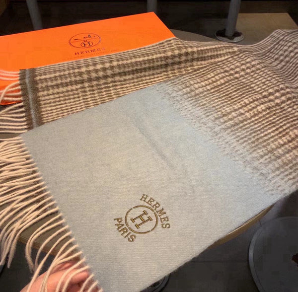 Scarf 180 CM Grey Blue Gradient Brown Caro Cashmere 398222
