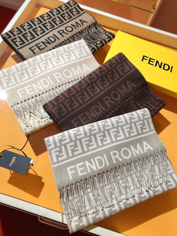 FF 200CM Scarf Greige Wool Cashmere 103253