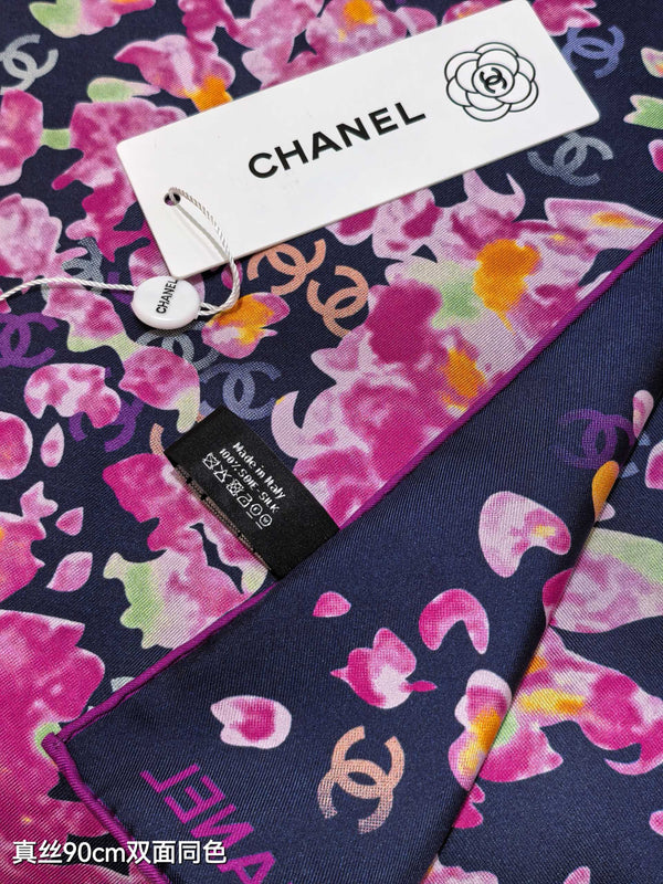 CC 25 Scarf 90CM In Navy Blue Purple Colorful Cashmere 293049