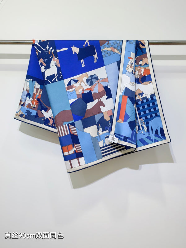 HM 26s Mon Cheval et Moi 90x90cm Scarf Twill Silk 402758