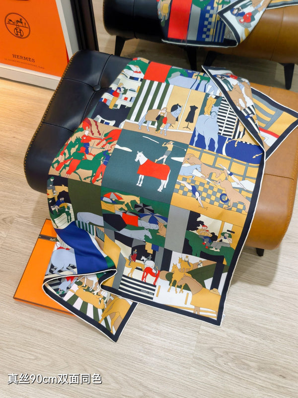 HM 26s Mon Cheval et Moi 90x90cm Scarf Twill Silk 402759