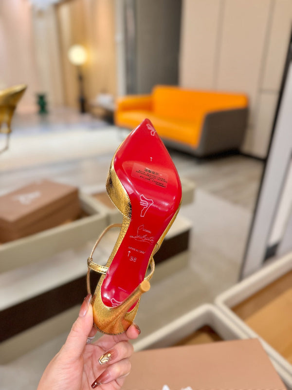 CL Jenlove Slingback 10.5cm Gold Leather 635810