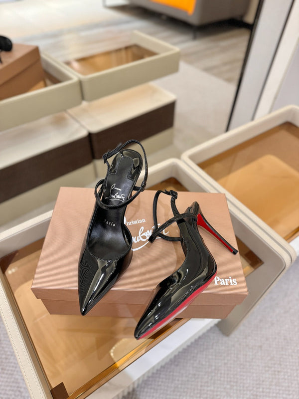 CL Jenlove Slingback 10.5cm Black Patent Leather 635811