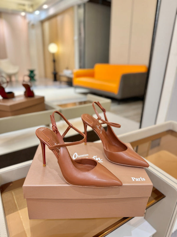 CL Jenlove Slingback 10.5cm Brown Leather 635812