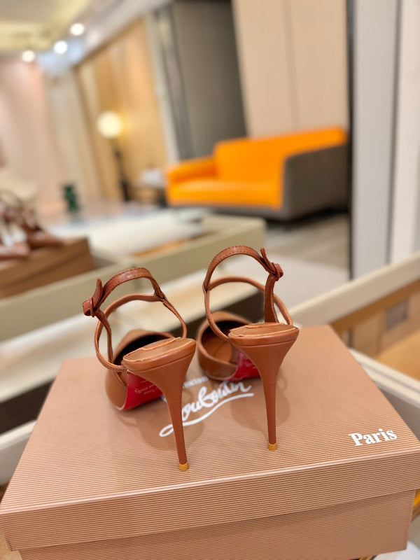 CL Jenlove Slingback 10.5cm Brown Leather 635812