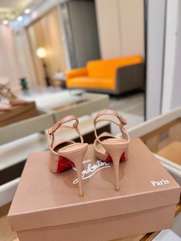 CL Jenlove Slingback 10.5cm Beige Leather 635813