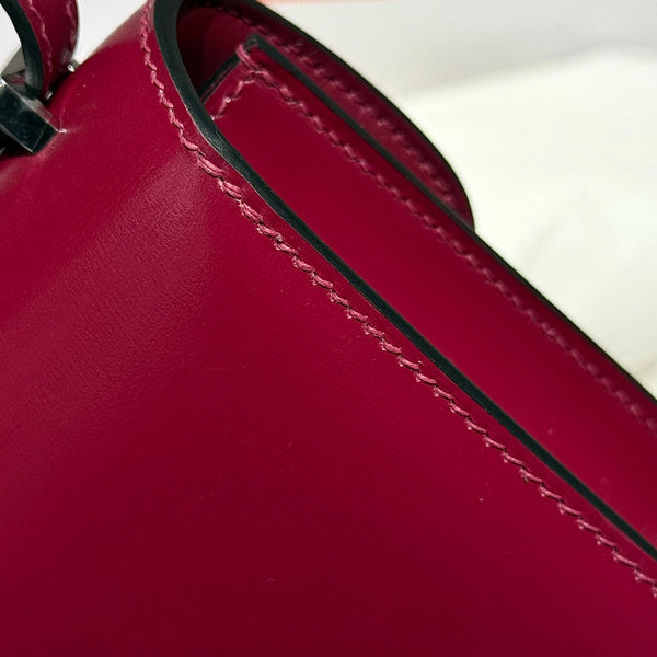 HM Constance Elan 24cm Bag Burgundy Box Calfskin Silver Hardware
